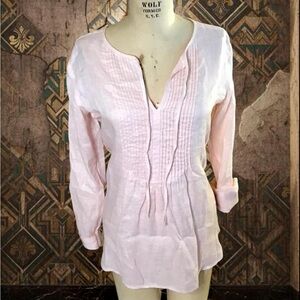 Ann Taylor Light Pink Pintuck Tunic Blouse